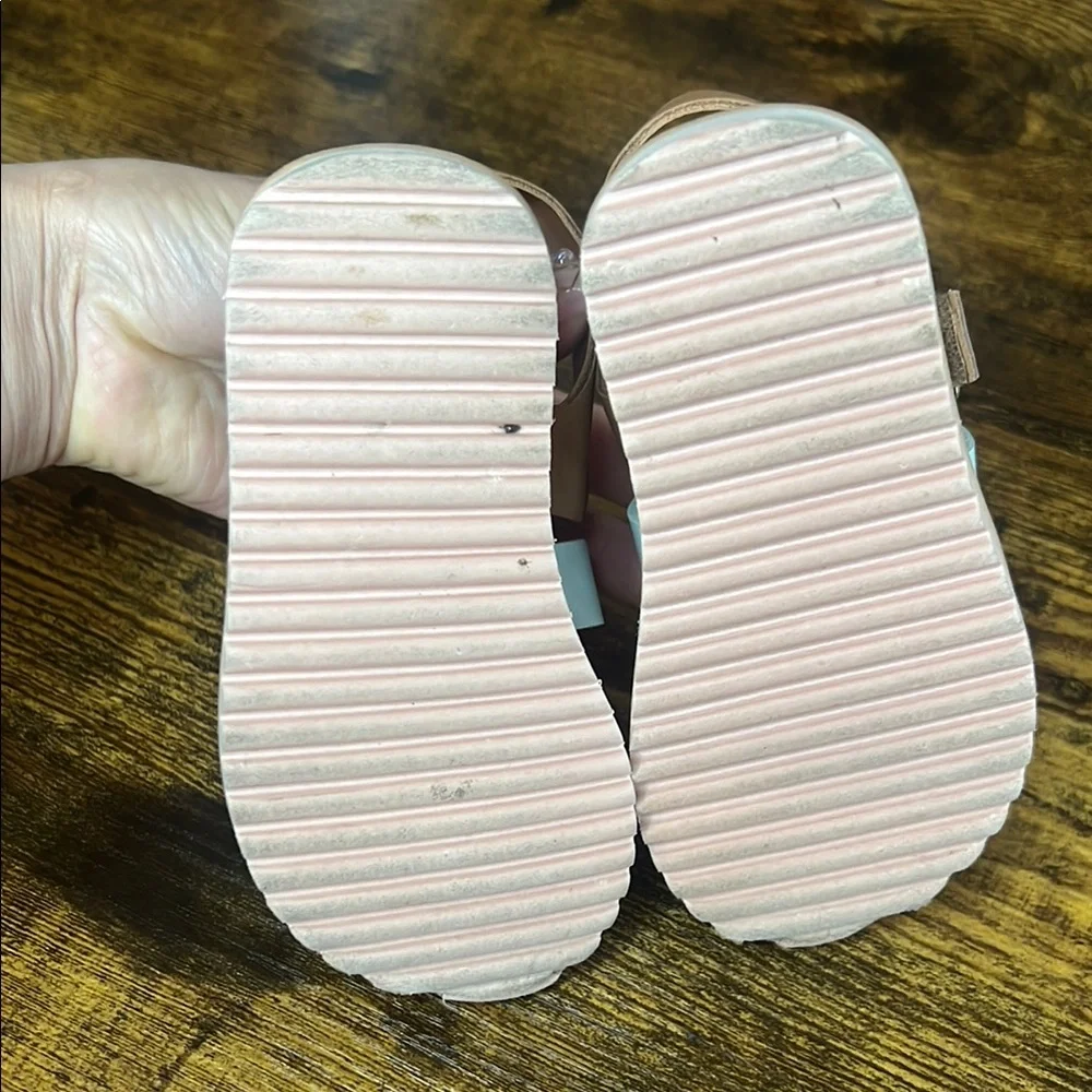 Kids Sandals with Adjustable Straps - Tan, Blue, and Pink